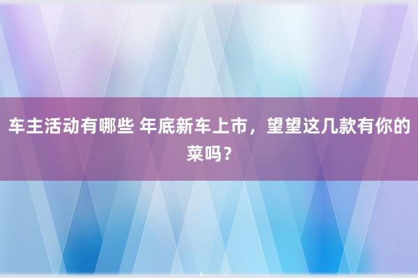 车主活动有哪些 年底新车上市，望望这几款有你的菜吗？