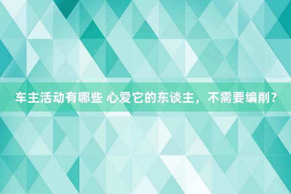 车主活动有哪些 心爱它的东谈主，不需要编削？