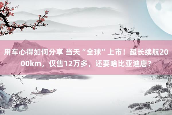 用车心得如何分享 当天“全球”上市！超长续航2000km，仅售12万多，还要啥比亚迪唐？