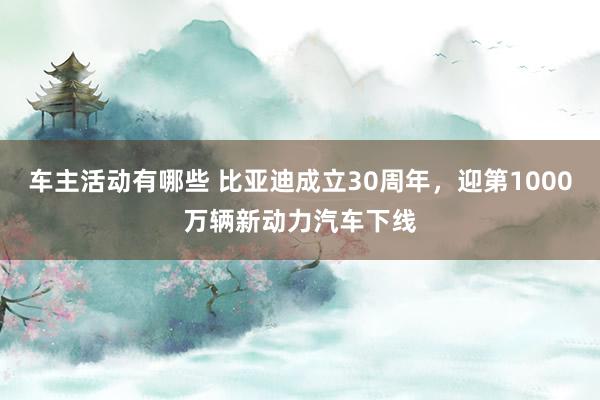 车主活动有哪些 比亚迪成立30周年，迎第1000万辆新动力汽车下线