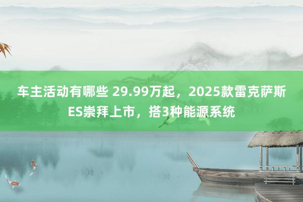 车主活动有哪些 29.99万起，2025款雷克萨斯ES崇拜上市，搭3种能源系统