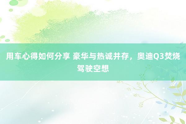 用车心得如何分享 豪华与热诚并存，奥迪Q3焚烧驾驶空想