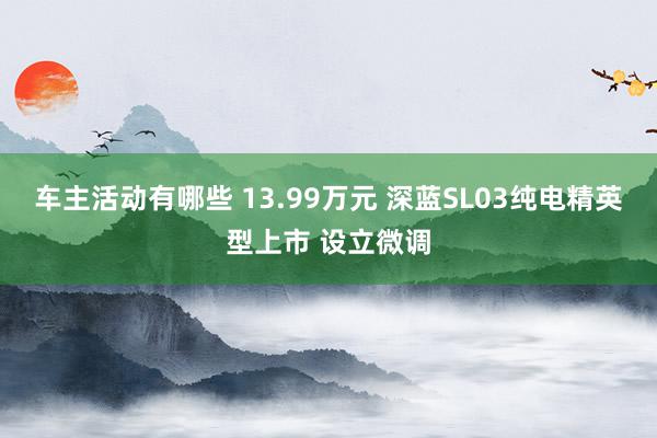 车主活动有哪些 13.99万元 深蓝SL03纯电精英型上市 设立微调