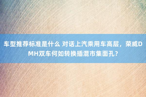 车型推荐标准是什么 对话上汽乘用车高层，荣威DMH双车何如转换插混市集面孔？