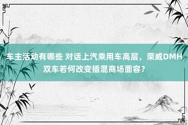 车主活动有哪些 对话上汽乘用车高层，荣威DMH双车若何改变插混商场面容？