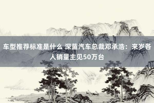 车型推荐标准是什么 深蓝汽车总裁邓承浩：来岁各人销量主见50万台