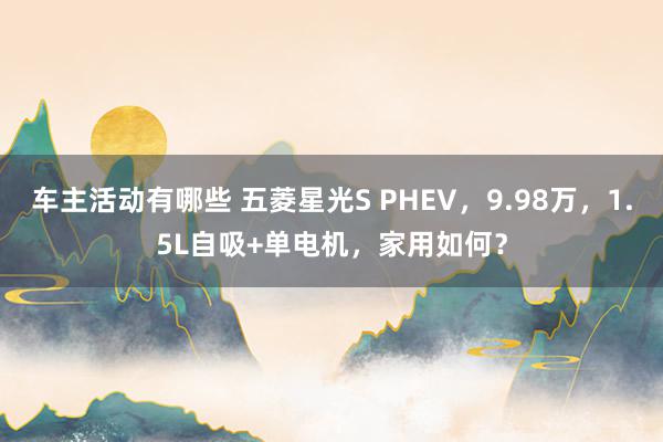 车主活动有哪些 五菱星光S PHEV，9.98万，1.5L自吸+单电机，家用如何？