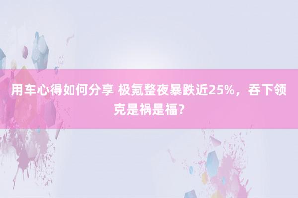 用车心得如何分享 极氪整夜暴跌近25%，吞下领克是祸是福？