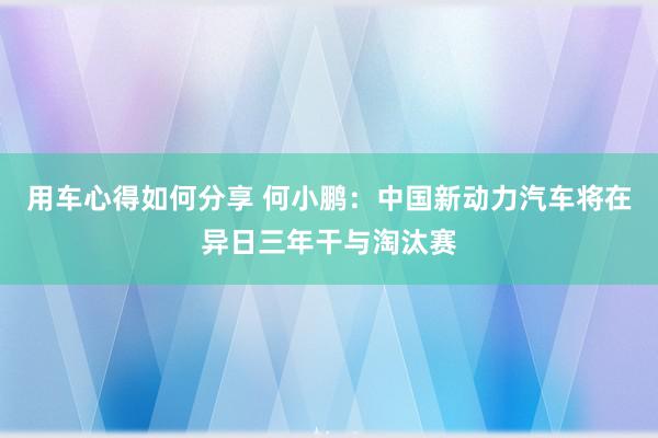 用车心得如何分享 何小鹏：中国新动力汽车将在异日三年干与淘汰赛