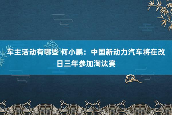 车主活动有哪些 何小鹏：中国新动力汽车将在改日三年参加淘汰赛