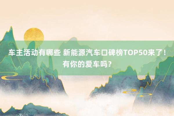 车主活动有哪些 新能源汽车口碑榜TOP50来了！有你的爱车吗？