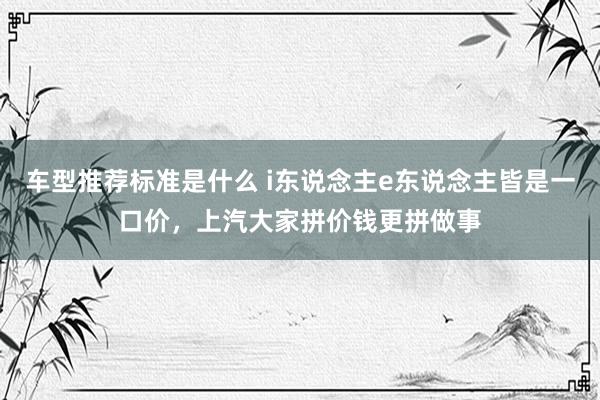 车型推荐标准是什么 i东说念主e东说念主皆是一口价，上汽大家拼价钱更拼做事