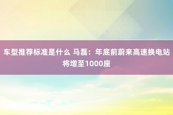 车型推荐标准是什么 马磊：年底前蔚来高速换电站将增至1000座