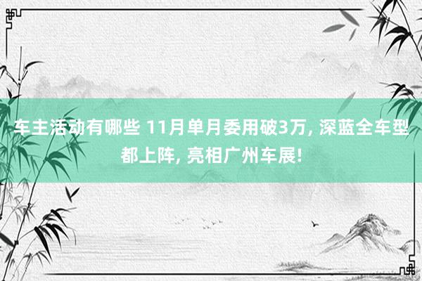 车主活动有哪些 11月单月委用破3万, 深蓝全车型都上阵, 亮相广州车展!