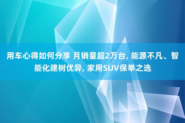 用车心得如何分享 月销量超2万台, 能源不凡、智能化建树优异, 家用SUV保举之选