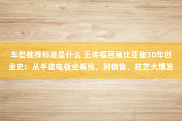 车型推荐标准是什么 王传福回顾比亚迪30年创业史：从手搓电板坐褥线，到销售、技艺大爆发