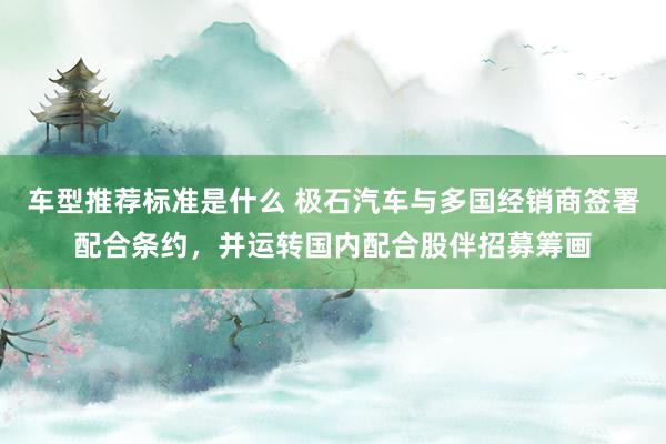 车型推荐标准是什么 极石汽车与多国经销商签署配合条约，并运转国内配合股伴招募筹画