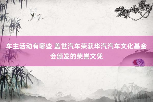 车主活动有哪些 盖世汽车荣获华汽汽车文化基金会颁发的荣誉文凭