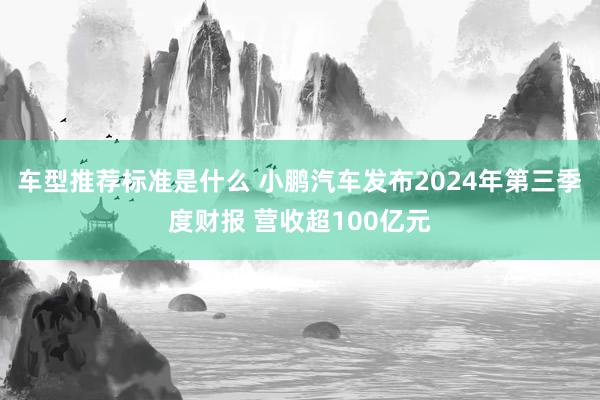 车型推荐标准是什么 小鹏汽车发布2024年第三季度财报 营收超100亿元