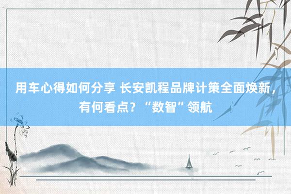 用车心得如何分享 长安凯程品牌计策全面焕新，有何看点？“数智”领航