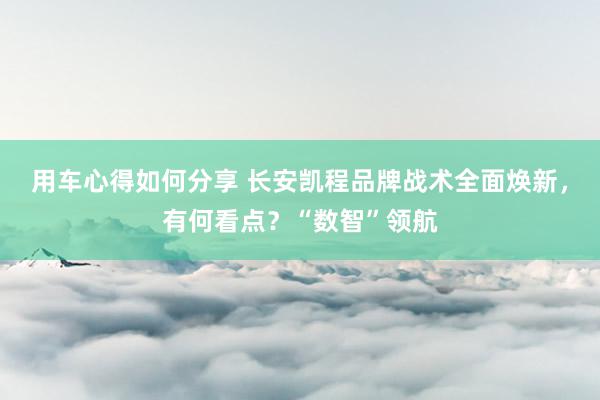 用车心得如何分享 长安凯程品牌战术全面焕新，有何看点？“数智”领航