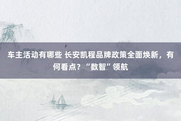 车主活动有哪些 长安凯程品牌政策全面焕新，有何看点？“数智”领航